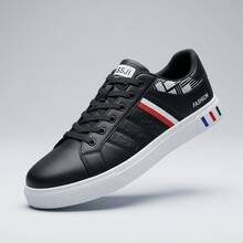 Zapatillas deportivas informales para hombre, tenis para hombre, zapatos para hombre, zapatos para hombre, transpirables y cómodas, con diseño de cordones; zapatillas ligeras para skate, equipadas con suela antideslizante y resistente al desgaste, ideales para deportes al aire libre y para el uso diario. - Negro - Ver 9