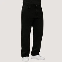Balloon Pants, Men's Baggy Wide-Leg Jeans, Streetwear, Graphite Gray - 黑色的 - 查看 10