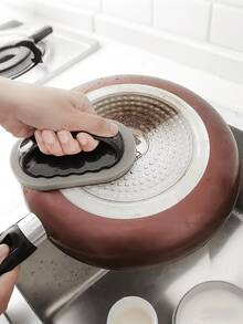 Handled Magic Cleaning Sponge Brush, Strong Decontamination & Rust Removal For Kitchen, Bathroom, Household Cleaning - Multicolor - View 1