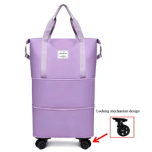 1 túi du lịch gấp gọn dung tích lớn, chất liệu nylon bền, màu đen, đa chức năng, có bánh xe, thích hợp cho du lịch ngoài trời, đáp ứng yêu cầu khoang hành lý xách tay trên máy bay. - Nhiều màu - Xem 10