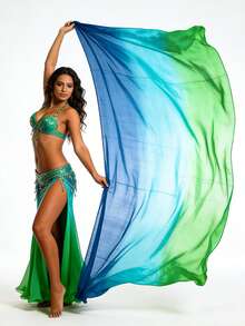 渐变半透明飘逸舞蹈围巾，适合舞台表演和练习 - 彩色 - 查看 15