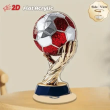 FIFA 2D旋转桌面摆件，造型仿足球奖杯，银红五边形设计，适合庆典场合 - 查看 4