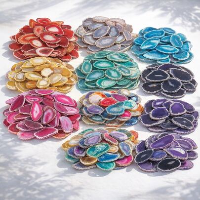 1/5/10 miếng đá mã não tự nhiên mài bóng, không lỗ, kích thước trung bình - 9 màu sắc, đá tinh thể chữa bệnh dùng để làm đồ trang sức DIY, trang trí nhà cửa, quà tặng yoga, thiền định - Đỏ, Xanh dương, Xám, Hồng, Vàng, Xanh lá cây, Tím, Đen, hỗn hợp ngẫu nhiên, hình dạng không đều, không đối xứng, đá quý mài bóng, không xốp, đồ trang trí pha lê phong cách Boho.