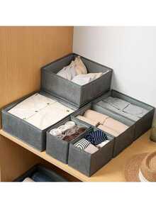 Foldable Storage Box, Fabric Wardrobe Organizer Drawer Divider, Suitable For Storing Clothes, Underwear, Bras, Socks, Intimate Apparel. Deep Gray Design, Space-Saving. Wardrobe Storage Accessory, Home Decor, Dorm Essential, Home Gift - Off White - View 4