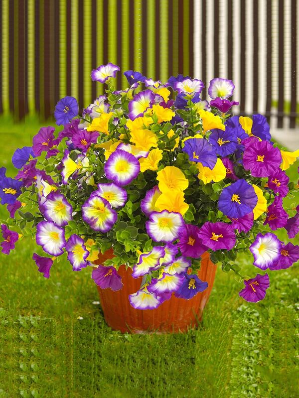 1/4pcs Artificial Colorful Floral Flowers, Artificial Morning Glory, UV-Resistant Artificial Plants, 36cm/14.2in Tall, Suitable For Living Room, Bedroom, Desk, Wall, Outdoor, Garden, Corridor, Balcony, Wedding, Summer, Home Decor, Vase Filler, Birthday Gift, Graduation Gift