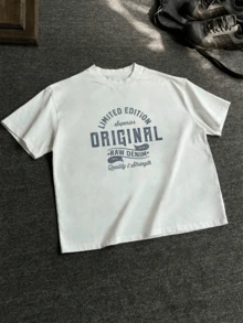 Estampado original de edición limitada que simboliza la artesanía vintage y la resistencia atemporal. Gráfico de herencia del denim crudo que celebra la autenticidad y la durabilidad. Camiseta de hombre 100% algodón. - Blanco - Ver 6
