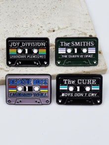 Creative Cool Black Magnetic Tape Style Alloy Badge, Personalized Hobby Multi-Function Brooch - Multicolor - View 3