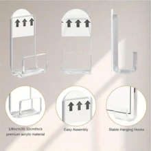 6/12/18pcs Vinyl Record Wall Mount Rack, Acrylic Material, Vinyl Record Display Shelf, Screwless Vinyl Record Wall Hanging Rack, Self-Adhesive Transparent Acrylic Vinyl Record Hooks, Fashionable Acrylic Record Rack, Suitable For Home And Office - Multicolor - View 8
