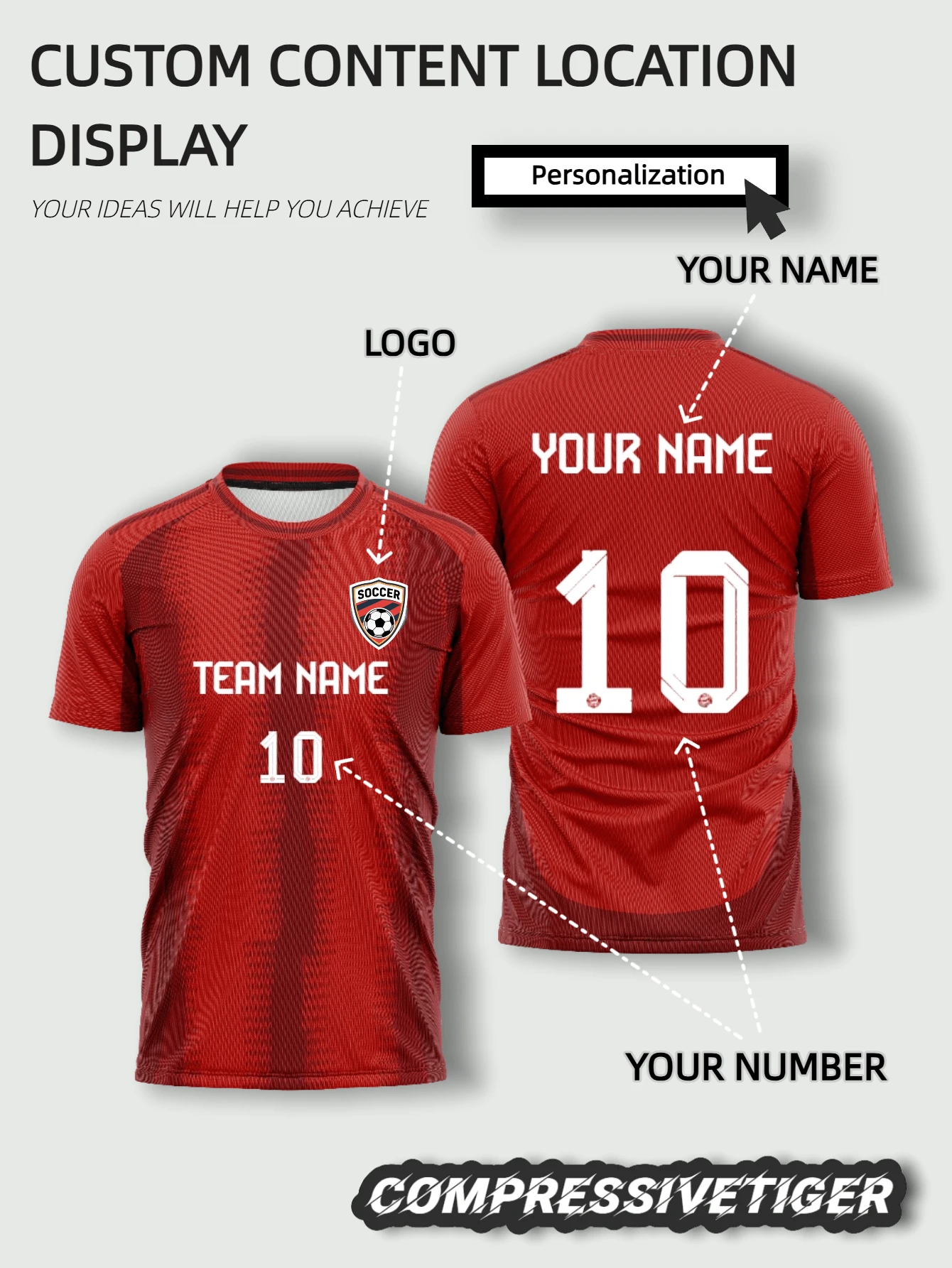 Customized Munich Home Red Football Jersey - Personalized Name, Gradient Solid Red Breathable Football Top, Customized Men's Sportswear, 2026 International Football - Red - View 1