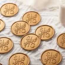 200PCS/Set, Custom Self-Adhesive Wedding Wax Seal Stickers – Personalized Initial Wax Seal Stickers For Invitations, Wedding, Envelopes - Round - View 8