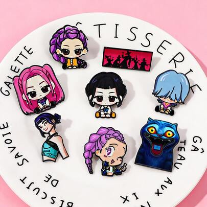 MATTEI KPOP   Girl Group Enamel Pin Set, Chibi Character & Monster Enamel Pins For Bag Decor & Fan Collection& Daily Wear