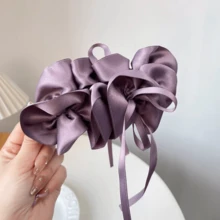 1pc Women's Butterfly Clip With 3D Floral Ruffle, Korean Soft Style High Gloss Satin Bow, Suitable For All Seasons, Adds Volume To Hair,Summer,Holiday,Travel, Claw Clips - Multicolor - View 8