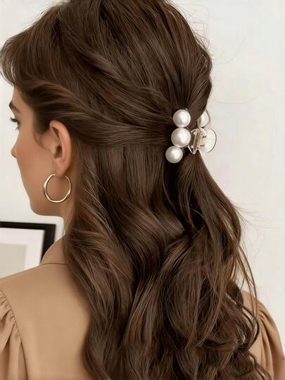 1 chiếc kẹp tóc mái và sau gáy giả ngọc trai thanh lịch và dễ thương, phụ kiện tóc dành cho học sinh và phụ nữ, thích hợp cho mùa hè và mùa đông.