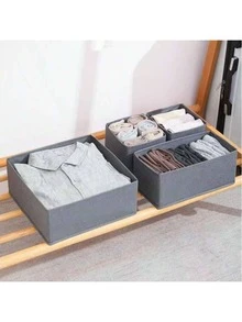 Foldable Storage Box, Fabric Wardrobe Organizer Drawer Divider, Suitable For Storing Clothes, Underwear, Bras, Socks, Intimate Apparel. Deep Gray Design, Space-Saving. Wardrobe Storage Accessory, Home Decor, Dorm Essential, Home Gift - Off White - View 3