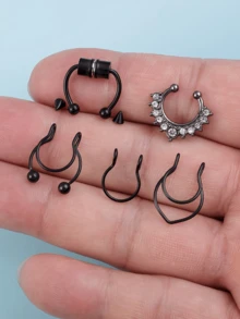 5 chiếc khuyên mũi giả bằng thép không gỉ, thiết kế xoắn ốc thời trang, không cần xỏ lỗ, ít gây dị ứng, phù hợp cho cả nam và nữ. - 5 cái - Xem 7
