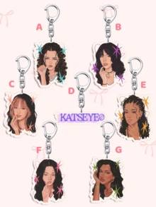 1个亚克力卡通钥匙扣，KATSEYE，KPOP风格，韩国流行女团，Manon Sophia Daniela Lara Megan Yoonchae，包包挂饰，粉丝礼物。非常适合送给男朋友、女朋友、家人、老师，派对礼物，以及EYEKONS主题手机装饰。 - 彩色 - 查看 2