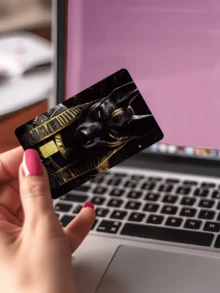 1pc Anubis Death God Credit Card Sticker, PVC Material Anti-Fingerprint Durable Anti-Scratch, Suitable For Men And Women, Couples, Decorative Sticker For Debit/Credit Cards, Transportation Cards, Student ID Cards - Multicolor - View 4