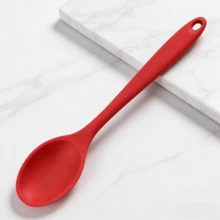8 Inch Silicone Spoons, Heat Resistant Kitchen Utensils For Mixing, Serving, Stirring - Large Non-Stick Basting Spoons, Dishwasher - Red/Black/Gray (2/4/6 Pack) - Black - View 5