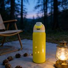 Owa Laa Lemon Yellow Large Capacity Stainless Steel Water Bottle, 32oz/945ml With Straw, Exquisite Look, Insulated For Hot&Cold Drinks/Iced Water, Keeps Warm For 24 Hours,For Leisure Work Sports Indoor Outdoor, Perfect Gift Choice - Vàng chanh - Xem 2