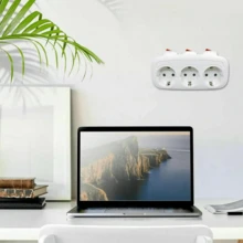HITRENDS 1 ổ cắm điện tiêu chuẩn Đức với 3 ổ cắm điện AC, điều khiển công tắc độc lập, 16A 250V 3680W, màu trắng, thích hợp cho gia đình, du lịch, văn phòng để mở rộng nguồn điện. - Phích cắm loại EU E (220-240V) - Xem 9