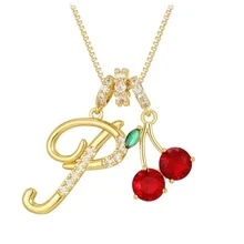 1 chiếc mặt dây chuyền chữ cái và quả anh đào, kiểu dáng sang trọng, dành cho nữ. - Nhiều màu - Xem 21