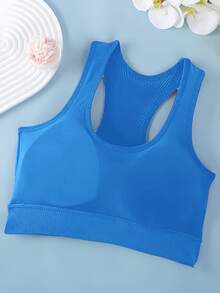 Áo ngực thể thao nữ, áo ngực kiểu racerback dành cho yoga, tập thể dục, chạy bộ, dáng croptop. - Xanh da trời - Xem 3