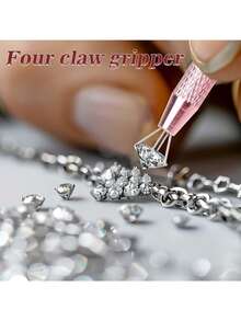 1pc 4-Prong Stainless Steel Bead Picker Tweezers, Pearl Rhinestone Gem Picking Tool For DIY Jewelry Making - Multicolor - View 10