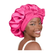 1 pieza Gorro de noche de satén de seda lujoso con correa ajustable - Cómodo y casual, adecuado para estar en casa, uso diario y dormir. Cómodo toda la noche, perfecto para cabello largo, rizado o trenzado - Un accesorio de baño premium, suave y sedoso, cuidado del cabello unisex durante la noche para mantener tu cabello saludable toda la noche. Regalo del Día de San Valentín. - tipo básico - Ver 1