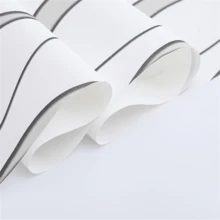 1卷棕色条纹壁纸，3D立体自粘乙烯基薄膜，仿木纹装饰面板，适用于卧室、客厅、浴室、特色墙、家居装饰、厨房台面、橱柜、家具翻新。易于安装，可移除，无胶家居装饰，翻新乙烯基壁纸卷 - 白色-A - 查看 5