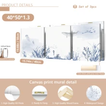 3pcs Watercolor Ocean Theme Posters, Blue & White Tone, Suitable For Bedroom & Living Room Decor, Creating Seaside Summer Ambiance, French Printed Canvas Wall Art, Fashionable Girl Art, Inspirational Quote Art, Home Decor, Wall Hanging - 3pcs - View 16