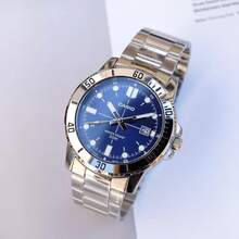 Casio 卡西欧经典男士潜水表，蓝色表盘，不锈钢表带，50米防水运动腕表 - 均碼 - 查看 6