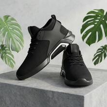 Zapatillas deportivas negras de malla transpirable para hombre, tenis para hombre, zapatos para hombre, calzado informal para hombre, con suela de goma suave, antideslizante y resistente al desgaste, cómodas y ligeras, con cordones elásticos ajustables, ideales para practicar deporte al aire libre y para el día a día. - Blanco - Ver 1