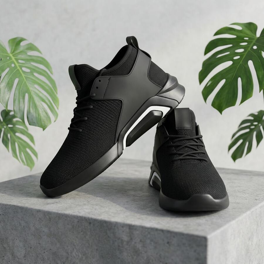 Zapatillas deportivas negras de malla transpirable para hombre, tenis para hombre, zapatos para hombre, calzado informal para hombre, con suela de goma suave, antideslizante y resistente al desgaste, cómodas y ligeras, con cordones elásticos ajustables, ideales para practicar deporte al aire libre y para el día a día. - Blanco - Ver 1
