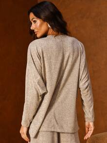 Women's Loose-Fitting Batwing Sleeve Oversized Premium Knit Blouse For Autumn/Winter - Nude - 查看 3