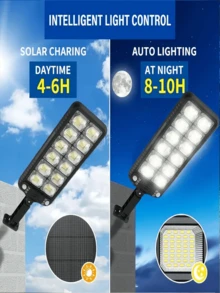 1个300颗LED太阳能感应壁灯，3种照明模式，270°可调角度，内置1500mAh 18650可充电电池，太阳能板充电+遥控器，高亮度夜灯带投影功能，适用于花园/庭院/小径/别墅，节日装饰礼品，适用于情人节、万圣节、开斋节、母亲节、返校季、圣诞节、万圣节礼物 - 黑色 - 查看 9