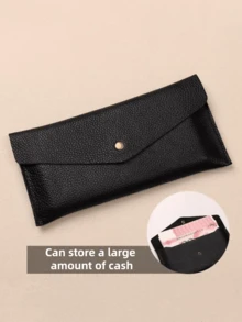1pc PU Leather Storage Bag, Reusable Cash Wallet, Suitable For Travel And Budget Management, Multi-Functional Bill Wallet Protector, With Envelope Clip And Coin Compartment, Perfect For Stationery Storage, Large Capacity Storage Bag, Back To School Essential - Leather Storage Bag - View 9