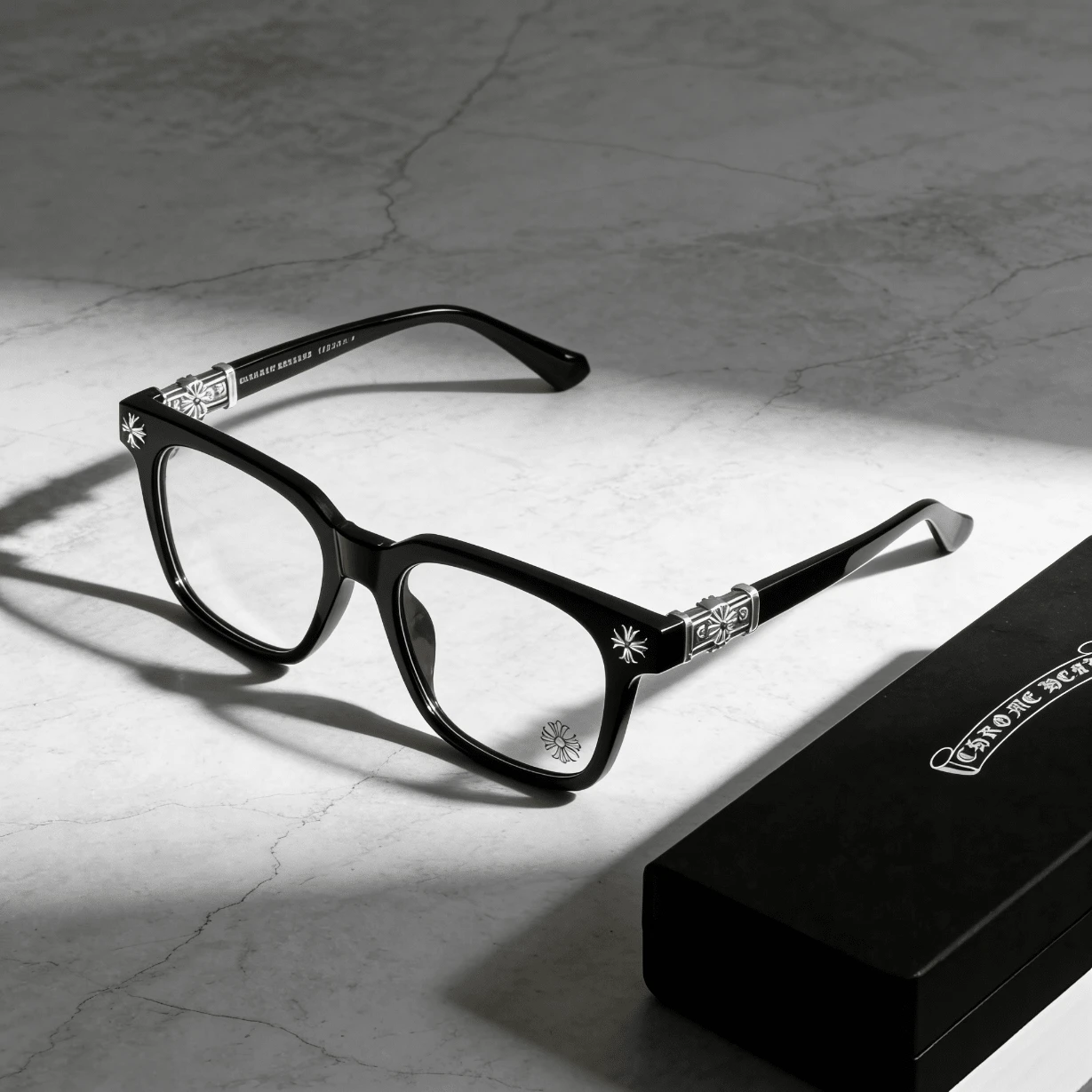 ChromeHeart Glasses - Fashionable Anti-Glare And Dust-Proof Glasses, A Stylish Accessory For Both Men And Women, Clear And Durable. Cycling Glasses. Casual Glasses. Suitable For Giving As Gifts.Autumn Decorations,Winter Decorations - 黑色 - 查看 1