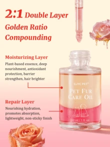 GJYC PET Sun Rose双层宠物护理油，亮泽麝香，2:1黄金比例保湿修护免洗护理，令毛发丝滑亮泽，轻盈不油腻，适用于犬猫，30毫升/1液盎司 - 查看 7