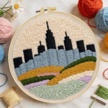 DIY Punch Needle Embroidery Kit, Suitable For Beginners, Includes Punch Needle, Threads, Instructions, Embroidery Hoop And Pre-Printed Fabric With Beautiful Architectural Landscape Patterns, Creative Handcraft Set For Home Wall Decor And Perfect Gift, 2D Flat Printed Punch Needle Embroidery Kit/Starter Kit/Fun Kit, 20X20cm (7.87X7.87 Inches) - 20 - View 6
