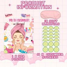 Bộ trò chơi tiệc spa "Ghim dưa chuột lên mặt" với 36 miếng dán dưa chuột, áp phích trò chơi tiệc spa dành cho phụ nữ, tiệc sinh nhật chủ đề spa, lễ hội hóa trang. - spa - Xem 4