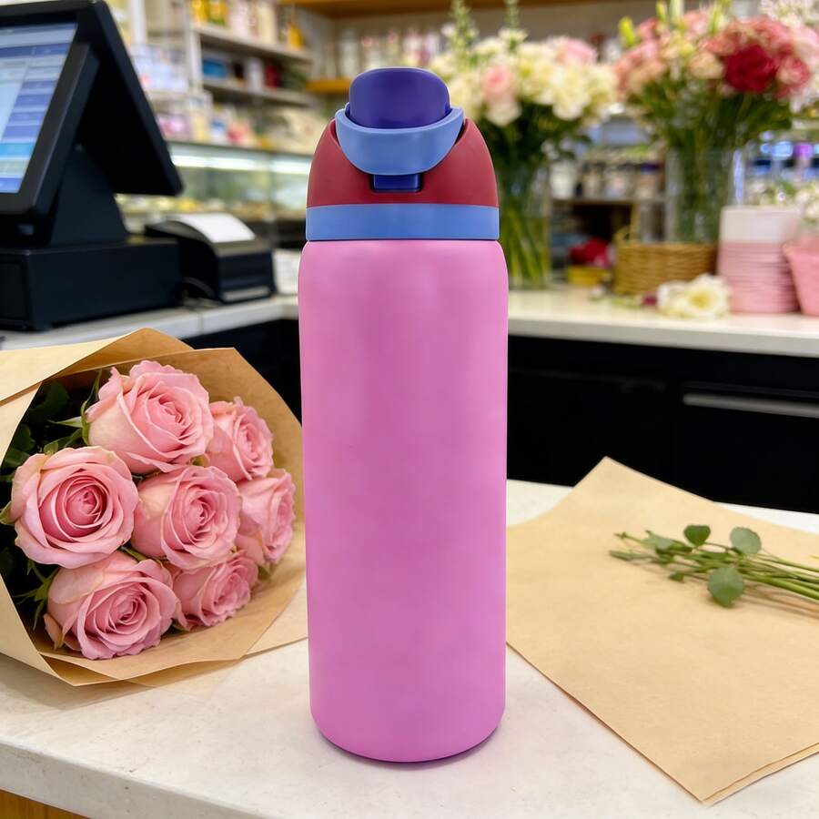 OwaIa Dusk Cloud Purple Large Capacity Stainless Steel Water Bottle, 32oz/945ml With Straw, Exquisite Look, Insulated For Hot&Cold Drinks/Iced Water, Keeps Warm For 24 Hours,For Leisure Work Sports Indoor Outdoor, Perfect Gift Choice - 紫色 - 查看 1