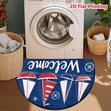 1pc Vintage Ship Welcome Half-Round Doormat | Suitable For Hallway, Bedroom, Kitchen And Laundry Room | Thickened Short Plush Skin-Friendly Material, Anti-Slip And Wear-Resistant, Easy To Clean - Multicolor - View 11