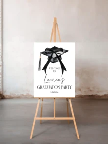 1pc - Personalized Graduation Poster, Black Bow Graduation Party Welcome Sign (2026 Graduates Class Logo), Welcome Poster, Fashion Graduation Logo, Minimalist Graduation Poster, Graduation Decor, University Graduation Party Welcome Background, Graduation Cap Badge, Graduation Party Welcome Poster Decor - Multicolor - View 4