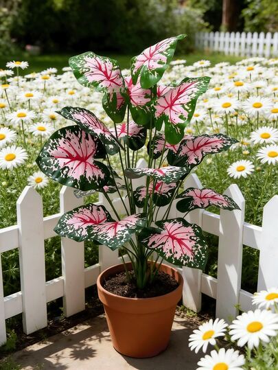 1/2 piezas Planta artificial grande de Monstera rosa, decoración de árbol de palma falso grande, planta con maceta de hojas rosas, planta tropical realista alta y perenne, planta de hoja de Monstera de plástico, decoración de planta artificial adecuada para el hogar, oficina, jardín, hotel, interior y exterior (maceta no incluida)