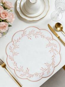 1-200pcs 15 Inch Embroidered Floral Fabric Placemats, Holiday Wedding Party Decor, Easy Clean Wipeable Non-Slip, Suitable For Home Dining Room And Restaurant, Table Decoration, Home Goods - Multicolor - View 23