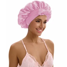 ZTZI Premium Satin Hair Protection Cap, Reusable Waterproof Shower Accessory - TT Matching Color Bow Round Hat - View 10