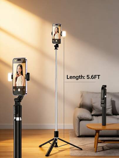 Alloy Metal Bracket 67in/170cm Extendable Aluminum Alloy Tripod With Selfie Light, Bluetooth Remote, Compatible With IPhone And Android Phones, Great For Travel, Vlogging, Video And Photography Women's Day Gift