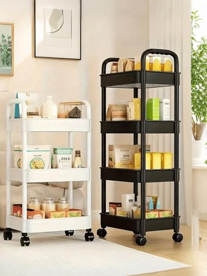 1 pieza Carrito de almacenamiento con múltiples niveles - Diseño compacto que ahorra espacio, construcción de plástico resistente, adecuado para cocina, baño, dormitorio, oficina, almacén, garaje - Fácil montaje, estantería multiusos y multinivel, estantería de almacenamiento para el hogar