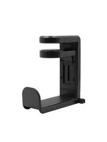 1/2pcs 360° Rotating Under Desk Headphone Holder Clamp, Minimalist & Fashionable Design, Plastic Material With Cable Management Slot. Features Anti-Scratch Curved Hook, 4.53 Inches Height, 2.2 Lbs Load Capacity - Black - View 7