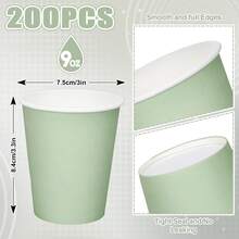 Sage Green Paper Cups, Cold Drink Cups And Coffee Cups, Party Tableware, Suitable For Birthday Party, Wedding, Mother's Day - Mint Green - View 4